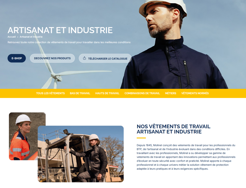 Molinel univers Vetements artisanat e-commerce par Itis commerce