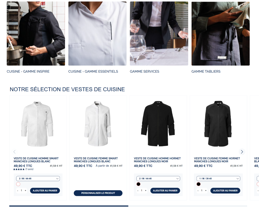 Vetement cuisine et service Molinel 1 vetement cuisine molinel - site e-commerce Prestashop par Itis Commerce