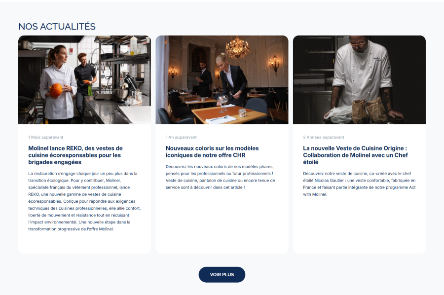 Vetement cuisine et service Molinel -actualités Vetement cuisine et service Molinel -actualités